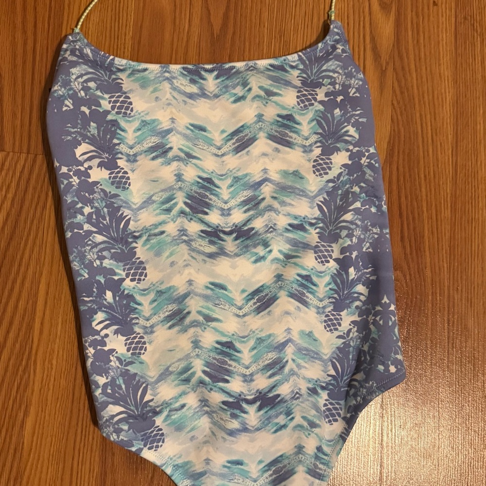 Victoria Secret Pineapple Patterned Blue Swimsuit… - image 2